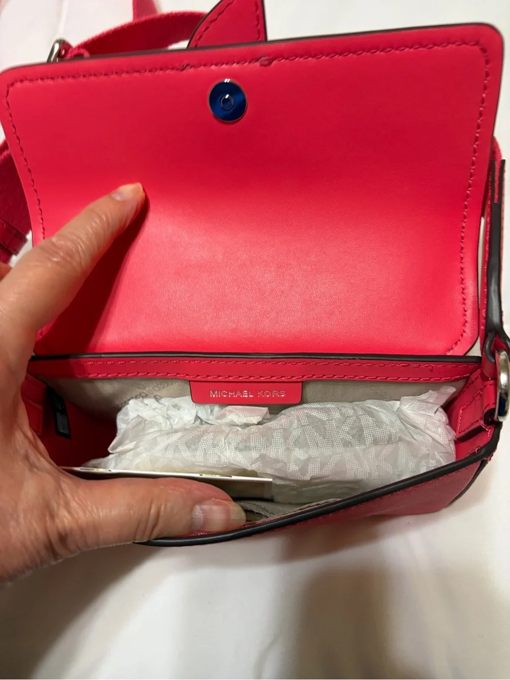 Michael Kors Hot Pink Crossbody Phone Bag with Wide Strap